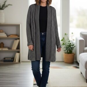 Croft & Barrow Black and Gray Cable Knit Cardigan